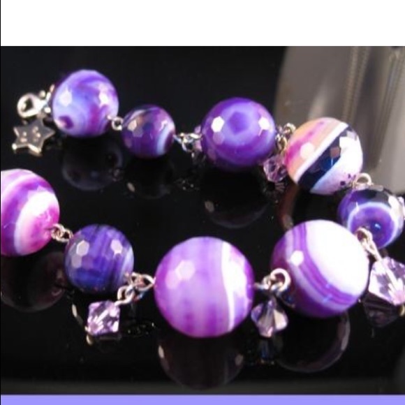 Purple Brazilian agate Swarovski bracelet - Picture 4 of 7